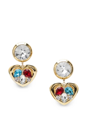 Alessandra Rich heart-pendant crystal-embellished earrings - Gold