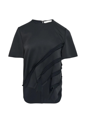 Club21 ruffle-detail round-neck top - Black