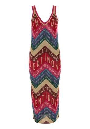 Valentino Garavani Chevron Lurex Dress - Red