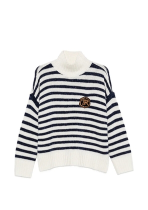 ERMANNO FIRENZE striped logo-patch sweater - White