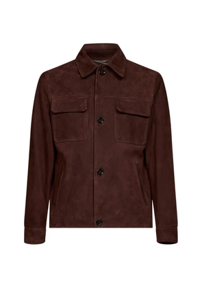 Lardini spread-collar suede jacket - Brown