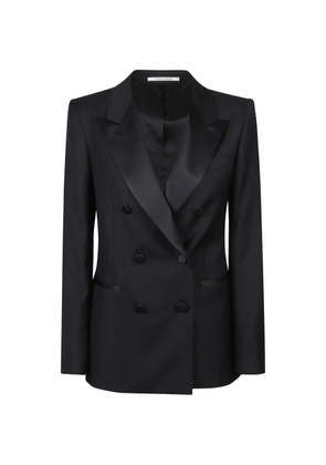 Tagliatore double-breasted satin-trim blazer - Black