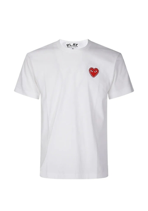 Comme Des Garçons Play rhinestone-embellished embroidered T-shirt - White