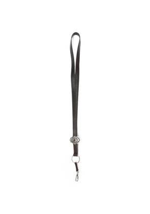 Orciani engraved-plaque leather lanyard - Brown