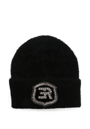 ERMANNO FIRENZE logo-patch knit beanie hat - Black