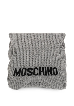 Moschino logo-intarsia ribbed scarf - Grey