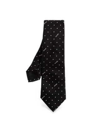 Moschino polka-dot logo-embroidered tie - Black