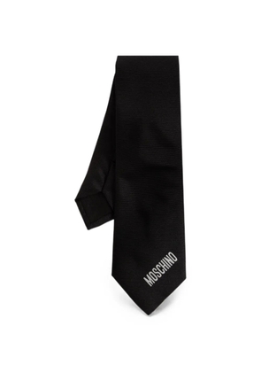 Moschino logo-embroidered silk tie - Black