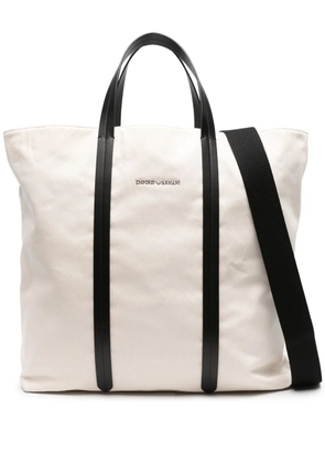 Emporio Armani logo-plaque cotton tote bag - White