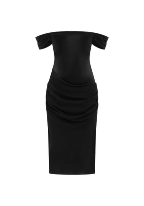 Alex Perry off-shoulder draped midi dress - Black