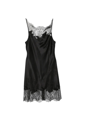 Carine Gilson lace-trim cowl-neck mini dress - Black
