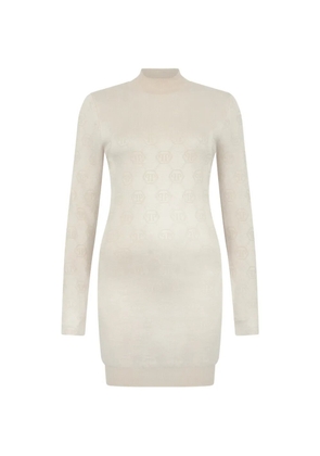 Philipp Plein Monogram long-sleeve mini dress - Neutrals