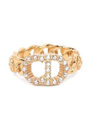 Christian Dior Pre-Owned Claire De Lune rhinestone chain ring - Gold
