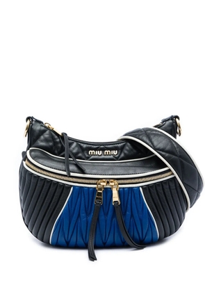 Miu Miu Pre-Owned 2010-2026 Matelasse Tricolor Nappa Rider shoulder bag - Black