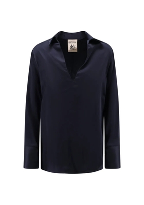 Semicouture satin-finish V-neck shirt - Blue