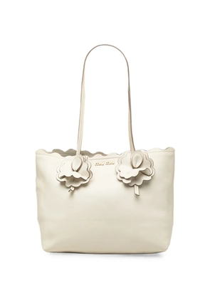 Miu Miu Pre-Owned 2010-2026 Leather Flower tote bag - White