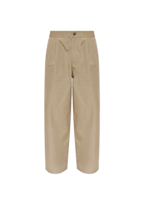 Emporio Armani regular-fit cotton poplin trousers with elasticated waist - Neutrals