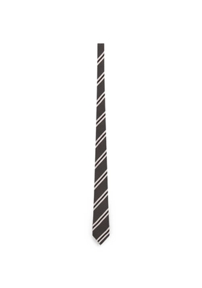 Saint Laurent striped tie in silk jacquard - Black