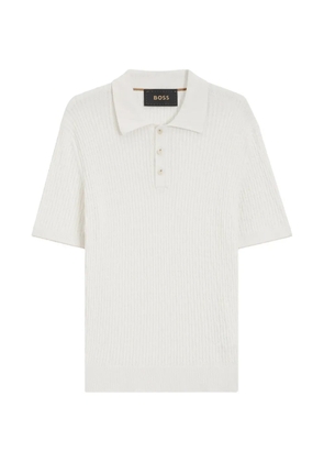 BOSS cable-knit polo shirt - White