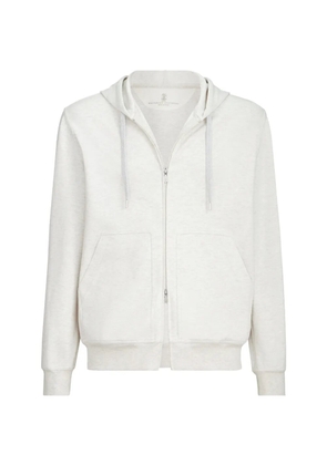 Brunello Cucinelli techno cotton French terry double cloth hooded sweatshirt with zipper - Grey