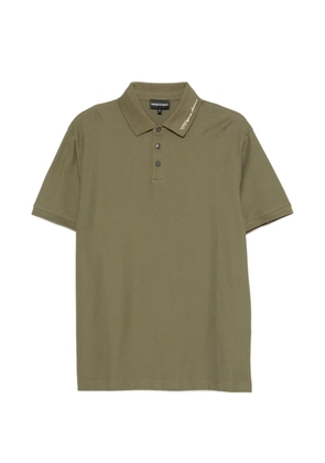Emporio Armani logo-embroidered piqué polo shirt - Green