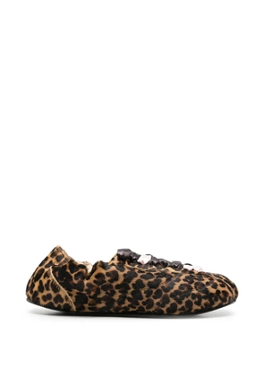 Repetto leopard-print lace-up ballet flats - Brown