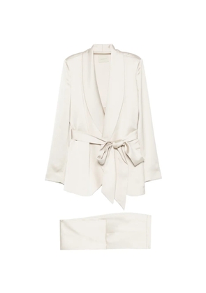 THE ARCHIVIA satin-finish belted dress - Neutrals