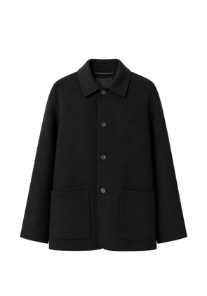 RETORI leather-trim virgin wool coat - Black