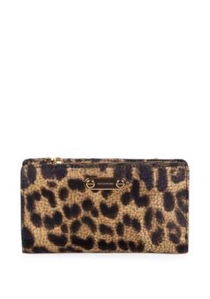 Borbonese leopard-print logo-plaque wallet - Brown