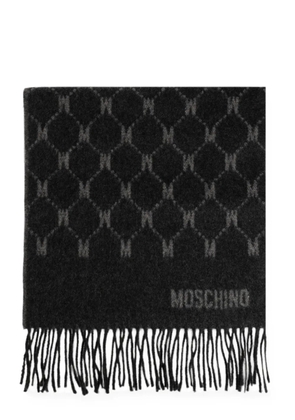 Moschino cashmere scarf with monogram - Black