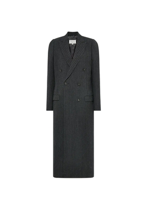 Maison Margiela herringbone-pattern double-breasted coat - Black