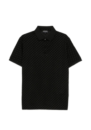 Emporio Armani monogram-pattern short-sleeve polo shirt - Black