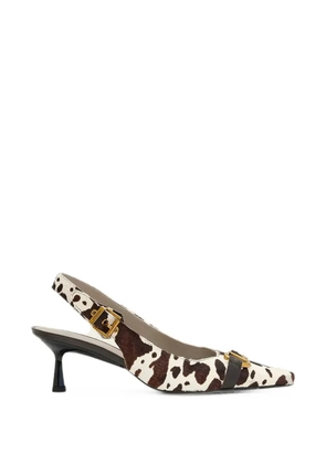 AllSaints Hera cow-print buckled pumps - White