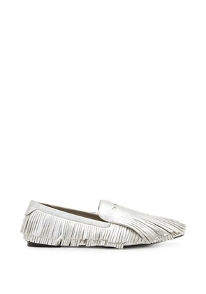 AllSaints Sandy fringe-detail metallic loafers - Silver