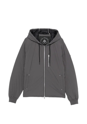 Moose Knuckles drawstring-hooded logo-patch jacket - Grey