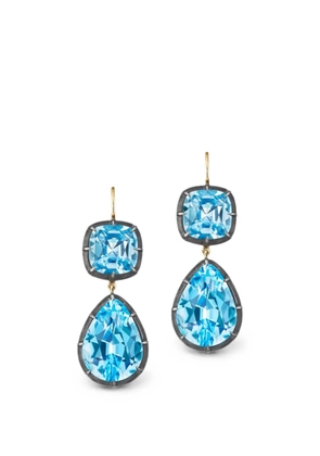 FRED LEIGHTON blue topaz collet drop earrings - Gold