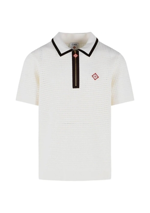 Casablanca waffle-stitch wool polo shirt - Neutrals