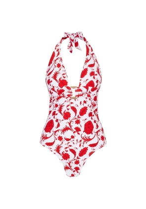 Heidi Klein Evia floral-print halterneck swimsuit - White