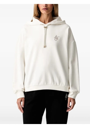 LIU JO logo-embroidered drawstring hoodie - White