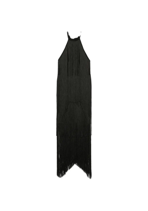 ALESSANDRO LEGORA fringe-trimmed halter-neck midi dress - Black