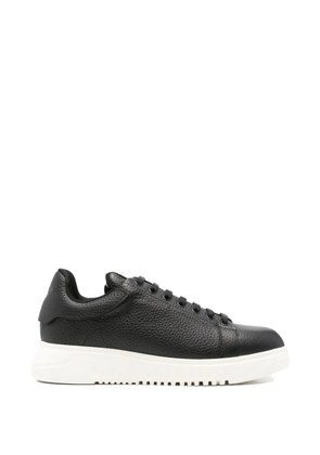 Emporio Armani Tumbled lace-up leather sneakers - Black