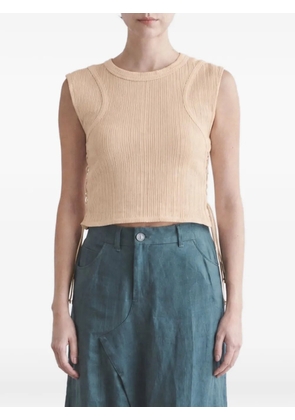 Muller Of Yoshiokubo lace-up ribbed tank top - Neutrals