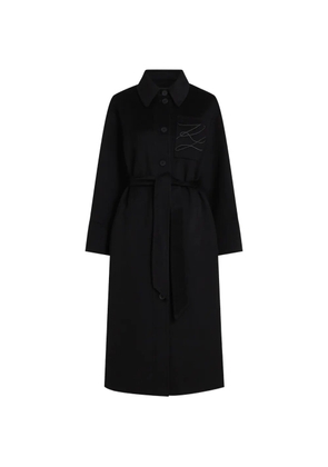 Karl Lagerfeld belted long wool-blend coat - Black