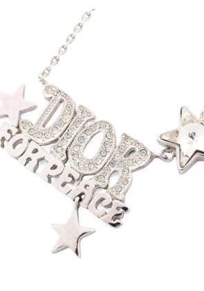 Christian Dior Pre-Owned 2010s logo rhinestone necklace - Silver
