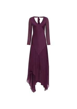 Nina Ricci bow-detail long-sleeved asymmetric dress - Purple