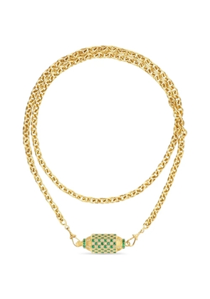 Marie Lichtenberg Check emerald and diamond locket necklace - Gold