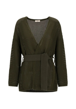 Herno open-knit belted cardigan - Green