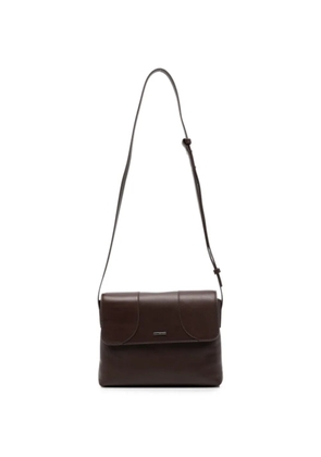 Emporio Armani logo-plaque leather messenger bag - Brown