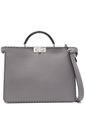 FENDI Peekaboo whipstitch leather tote bag - Grey