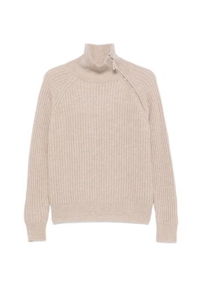 Allude ribbed zip-neck sweater - Neutrals